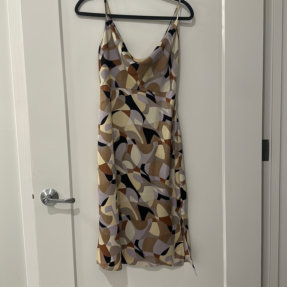 Geometric cowl neck dress